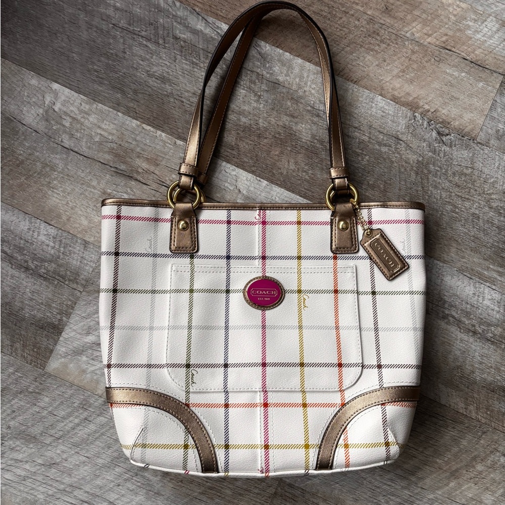 y2k Coach peyton tattersall Plaid Tote bag